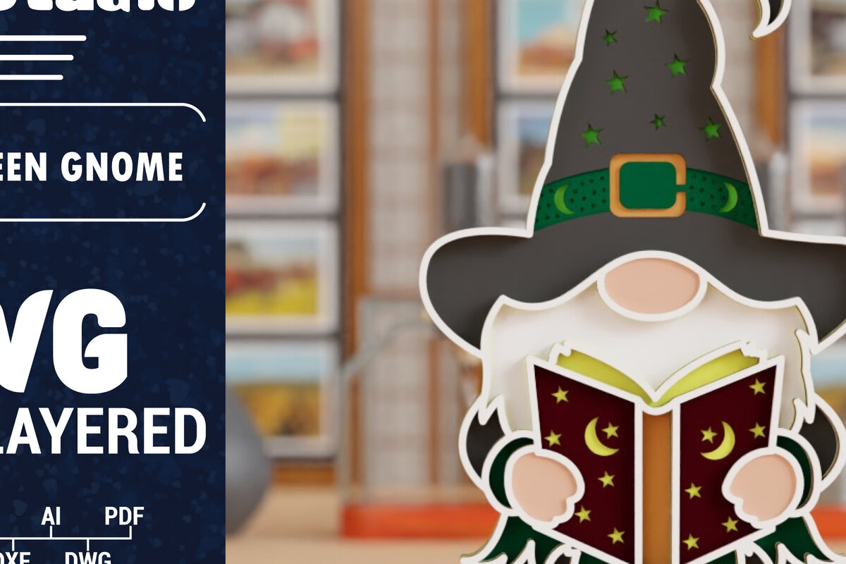 Σετ των 2 Intra απο ξύλο plywood 3mm-4mm πάχος 3D Halloween Gnome  Papercut Δίασταση 1200x1200 cm INTRAFABR-106343792