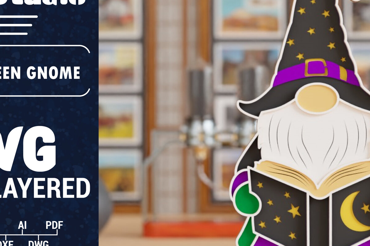 Σετ των 2 Intra απο ξύλο plywood 3mm-4mm πάχος 3D Halloween Gnome  Papercut Δίασταση 1200x1200 cm INTRAFABR-106343794