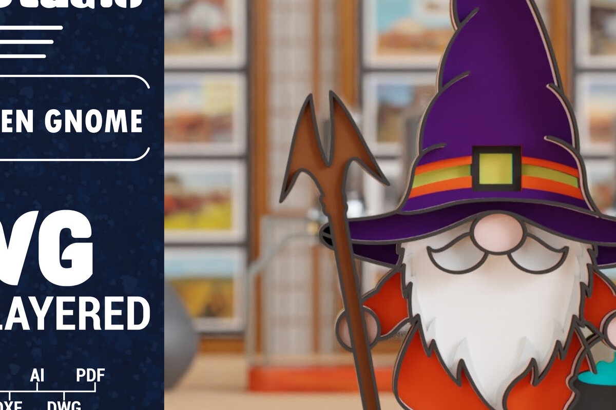 Σετ των 2 Intra απο ξύλο plywood 3mm-4mm πάχος 3D Halloween Gnome  Papercut Δίασταση 1200x1200 cm INTRAFABR-106703352