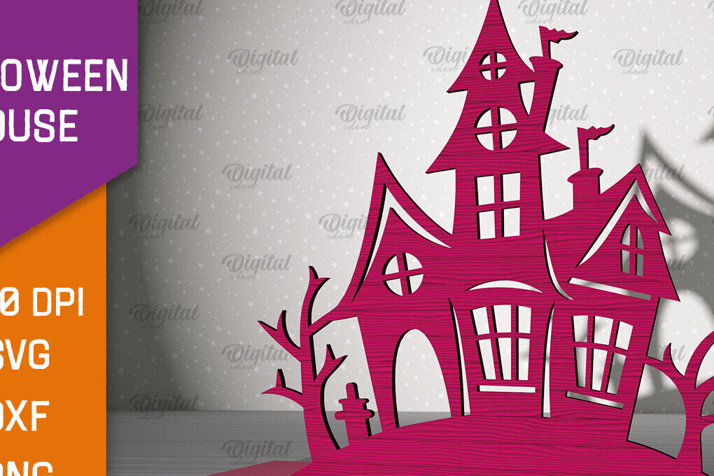 Σετ των 2 Intra απο ξύλο plywood 3mm-4mm πάχος τρισδιάστατου σπιτιού αποκριών Δίασταση 15x15 cm INTRAFABR-102769144