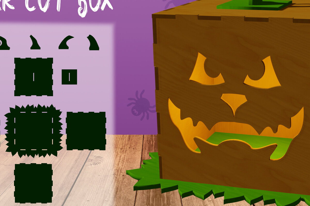 Σετ των 2 Intra απο ξύλο plywood 3mm-4mm πάχος 3D Halloween.Jack O Lantern Cut Δίασταση 15x15 cm INTRAFABR-78570313