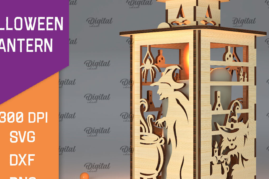 Σετ των 2 Intra απο ξύλο plywood 3mm-4mm πάχος Τρισδιάστατο αποκριάτικο φανάρι με λέιζερ Δίασταση 15x15 cm INTRAFABR-105939008