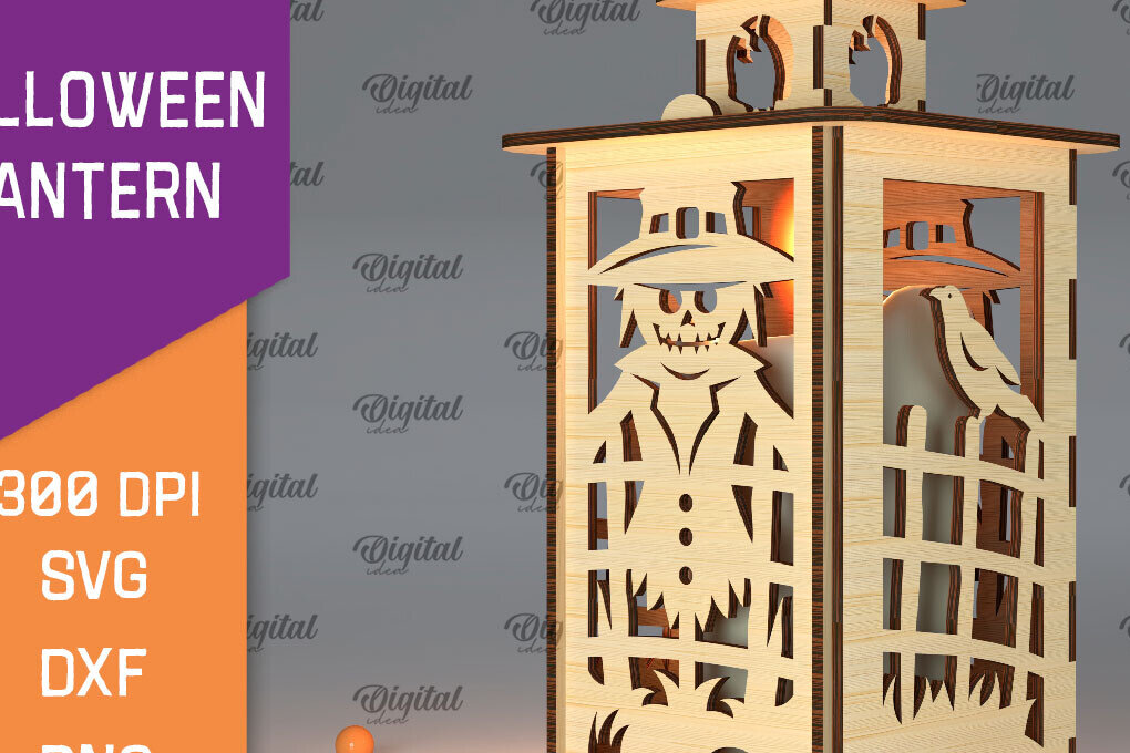 Σετ των 2 Intra απο ξύλο plywood 3mm-4mm πάχος Τρισδιάστατο αποκριάτικο φανάρι με λέιζερ Δίασταση 15x15 cm INTRAFABR-105939127