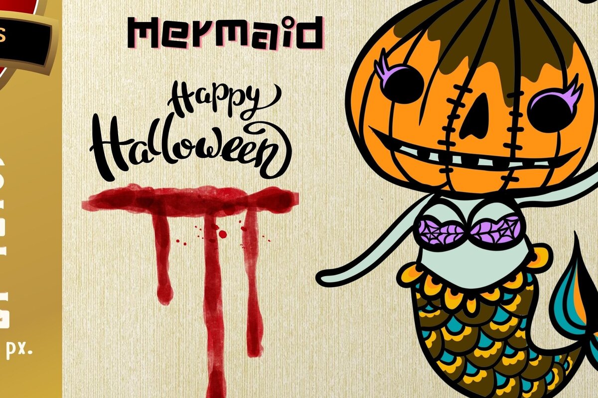 Intra απο ξύλο plywood 3mm-4mm πάχος Τρισδιάστατη Μικρή Γοργόνα για το Halloween Δίασταση 2400x3000 cm INTRAFABR-77316946