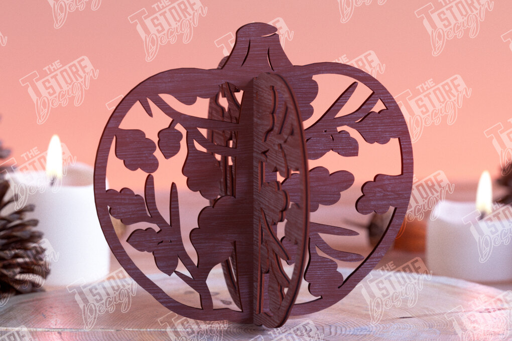 Σετ των 3 Intra απο ξύλο plywood 3mm-4mm πάχος τρισδιάστατη κολοκύθα αποκριών | Haunter House Δίασταση 8x8 cm INTRAFABR-102904524