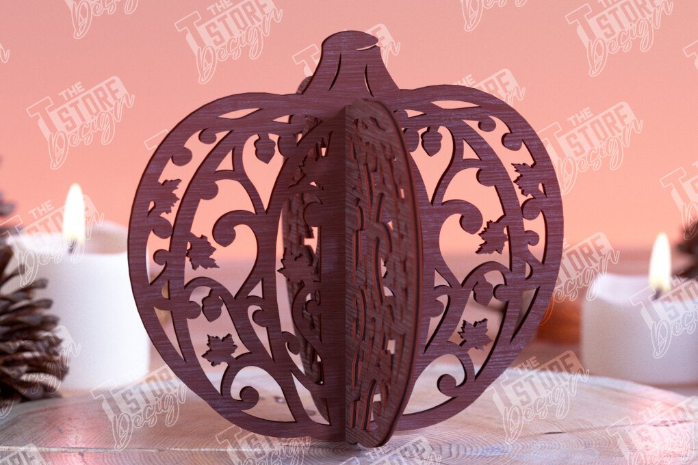 Σετ των 3 Intra απο ξύλο plywood 3mm-4mm πάχος τρισδιάστατη κολοκύθα αποκριών | Haunter House Δίασταση 8x8 cm INTRAFABR-102904535