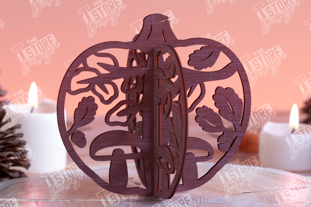 Σετ των 3 Intra απο ξύλο plywood 3mm-4mm πάχος τρισδιάστατη κολοκύθα αποκριών | Haunter House Δίασταση 8x8 cm INTRAFABR-102904584