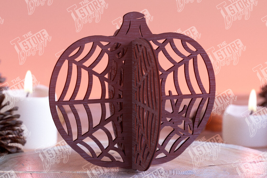 Σετ των 3 Intra απο ξύλο plywood 3mm-4mm πάχος τρισδιάστατη κολοκύθα αποκριών | Haunter House Δίασταση 8x8 cm INTRAFABR-102904601