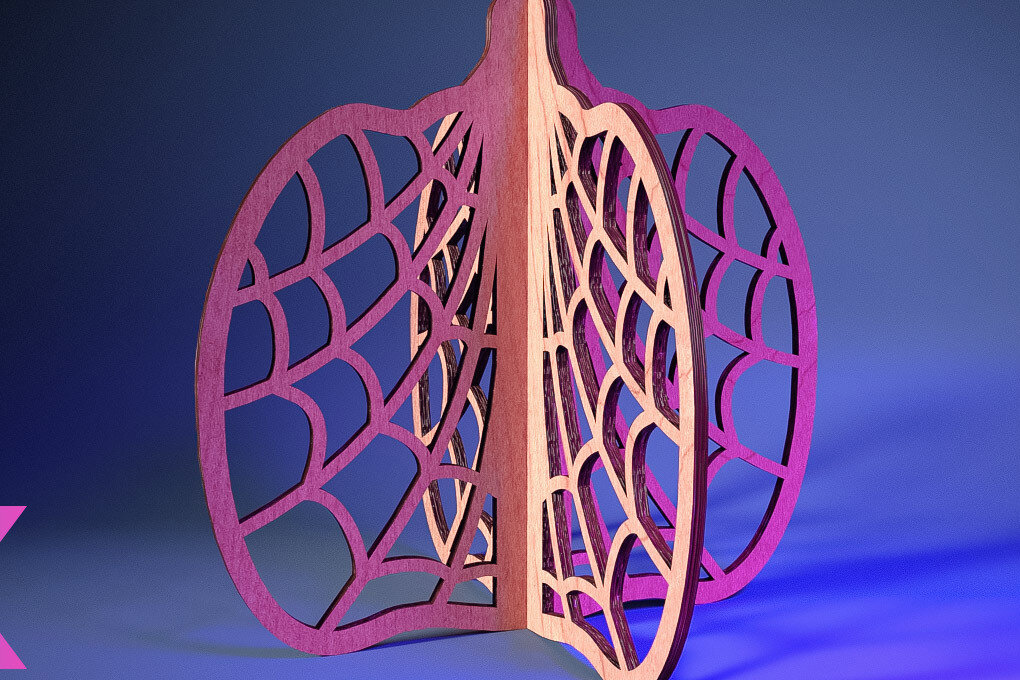 Σετ των 2 Intra απο ξύλο plywood 3mm-4mm πάχος 3D Halloween Pumpkin | Δίασταση 15x15 cm INTRAFABR-73060470