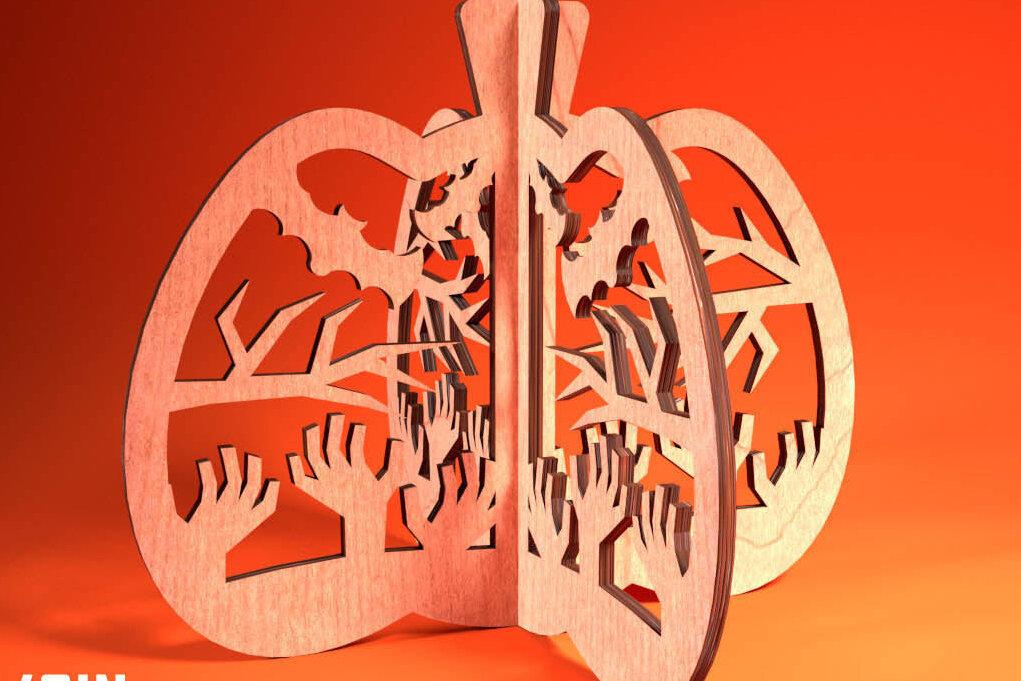 Σετ των 3 Intra απο ξύλο plywood 3mm-4mm πάχος 3D Halloween Pumpkin | Δίασταση 15x15 cm INTRAFABR-75399846