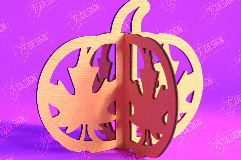 Σετ των 3 Intra απο ξύλο plywood 3mm-4mm πάχος τρισδιάστατη κολοκύθα αποκριών | Στολίδια κολοκύθας Δίασταση 8x8 cm INTRAFABR-103783111