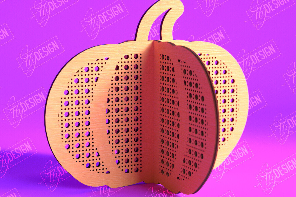 Σετ των 3 Intra απο ξύλο plywood 3mm-4mm πάχος τρισδιάστατη κολοκύθα αποκριών | Στολίδια κολοκύθας Δίασταση 8x8 cm INTRAFABR-103783211