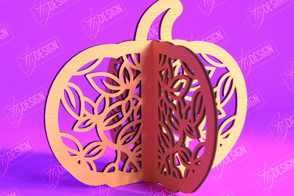 Σετ των 3 Intra απο ξύλο plywood 3mm-4mm πάχος τρισδιάστατη κολοκύθα αποκριών | Στολίδια κολοκύθας Δίασταση 8x8 cm INTRAFABR-103783247