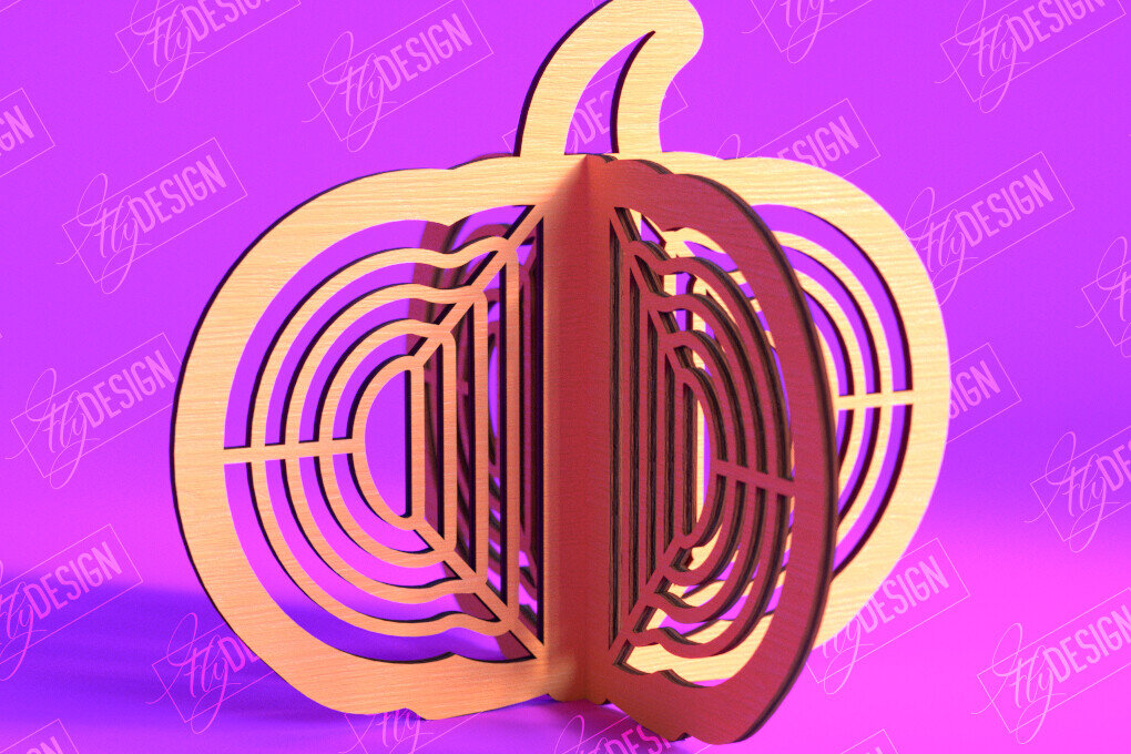 Σετ των 3 Intra απο ξύλο plywood 3mm-4mm πάχος τρισδιάστατη κολοκύθα αποκριών | Στολίδια κολοκύθας Δίασταση 8x8 cm INTRAFABR-103783308