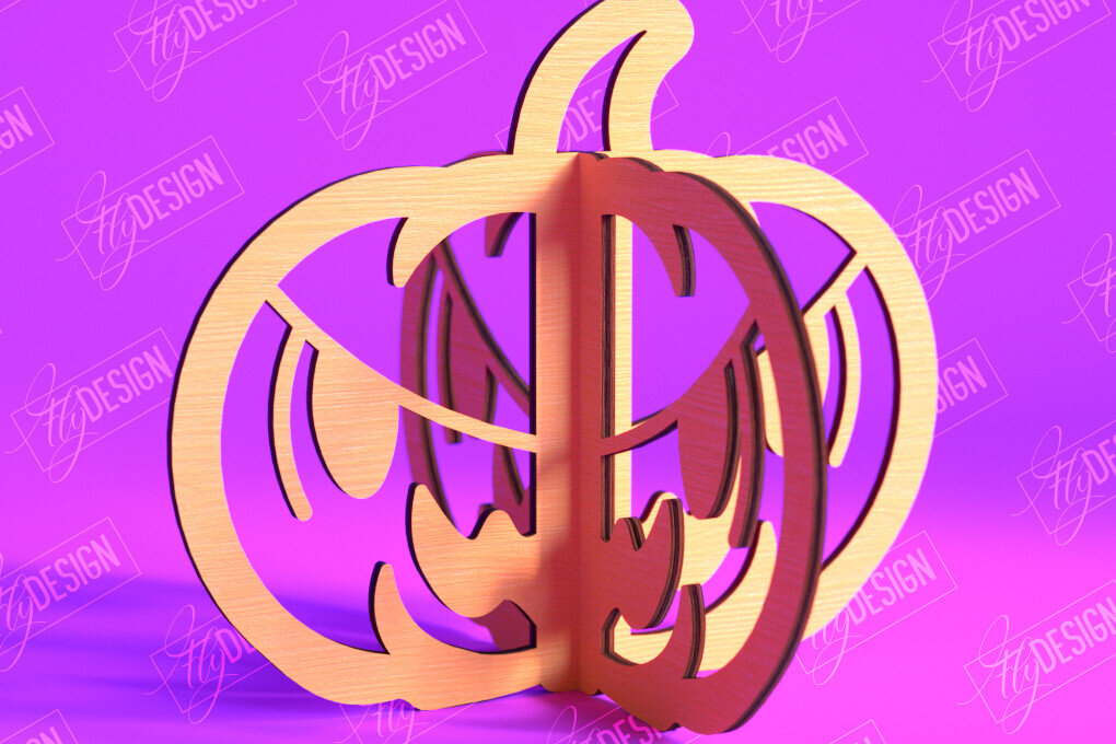 Σετ των 3 Intra απο ξύλο plywood 3mm-4mm πάχος τρισδιάστατη κολοκύθα αποκριών | Στολίδια κολοκύθας Δίασταση 8x8 cm INTRAFABR-103783442