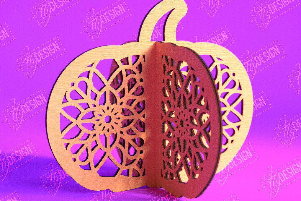 Σετ των 3 Intra απο ξύλο plywood 3mm-4mm πάχος τρισδιάστατη κολοκύθα αποκριών | Στολίδια κολοκύθας Δίασταση 8x8 cm INTRAFABR-103783058