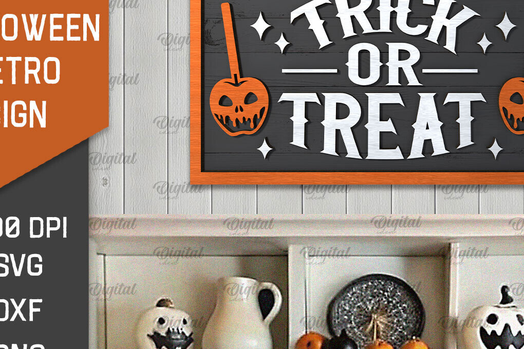 Σετ των 2 Intra απο ξύλο plywood 3mm-4mm πάχος 3D Halloween Retro Sign Cut  Δίασταση 15x15 cm INTRAFABR-105569032