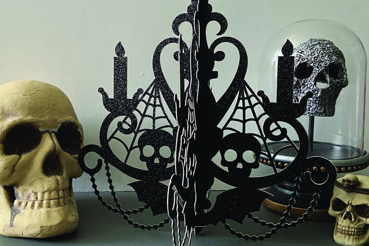 Σετ των 2 Intra απο ξύλο plywood 3mm-4mm πάχος 3D Halloween Spooky Chandelier- Δίασταση 15x15 cm INTRAFABR-36620108