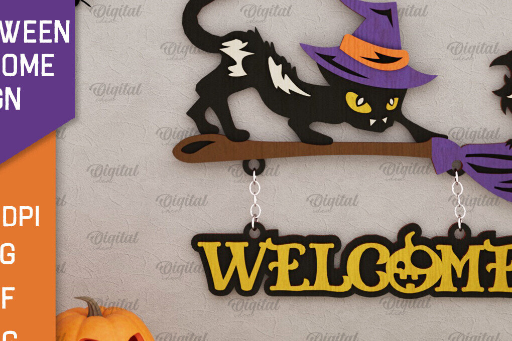 Σετ των 2 Intra απο ξύλο plywood 3mm-4mm πάχος Τρισδιάστατο αποκριάτικο σημάδι καλωσορίσματος με λέιζερ Δίασταση 15x15 cm INTRAFABR-106947366