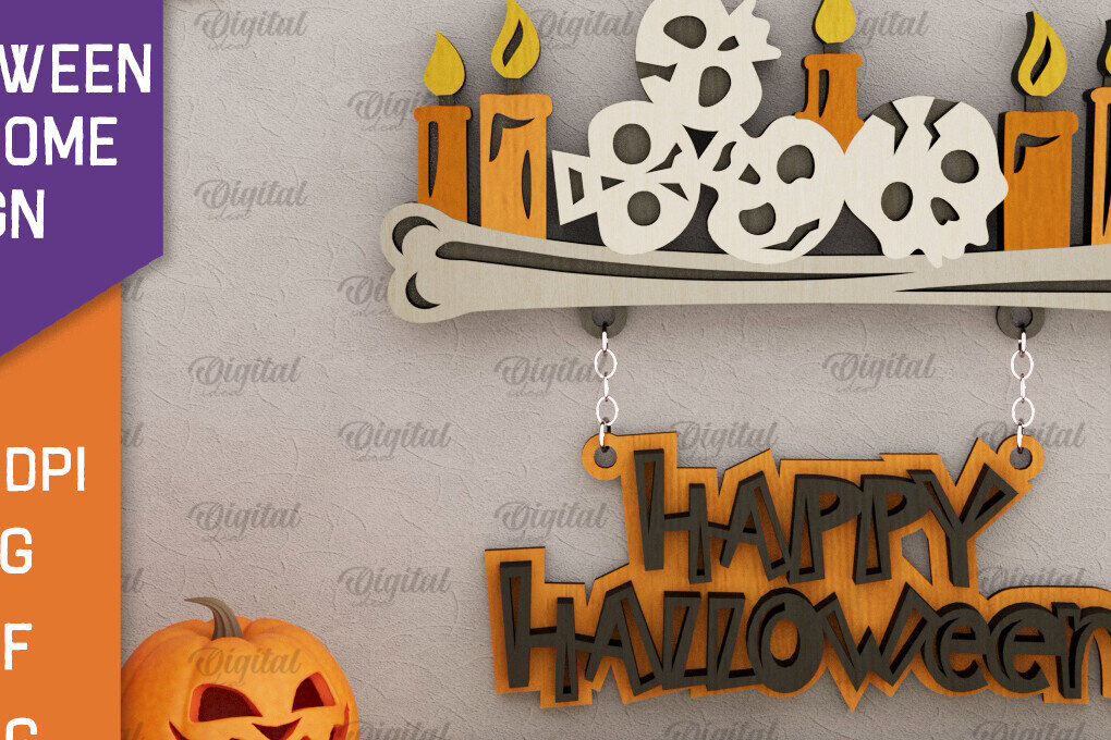 Σετ των 2 Intra απο ξύλο plywood 3mm-4mm πάχος Τρισδιάστατο αποκριάτικο σημάδι καλωσορίσματος με λέιζερ Δίασταση 15x15 cm INTRAFABR-106947404