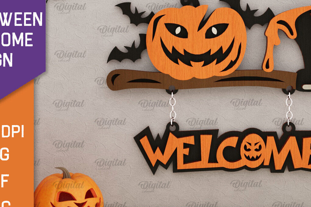 Σετ των 2 Intra απο ξύλο plywood 3mm-4mm πάχος Τρισδιάστατο αποκριάτικο σημάδι καλωσορίσματος με λέιζερ Δίασταση 15x15 cm INTRAFABR-106946861