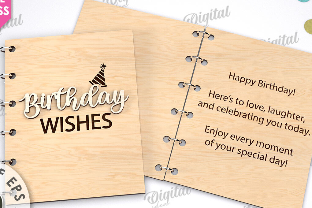 Σετ των 2 Intra απο ξύλο plywood 3mm-4mm πάχος Τρισδιάστατη Κάρτα Χρόνια Πολλά με λέιζερ Δίασταση 15x15 cm INTRAFABR-113992729