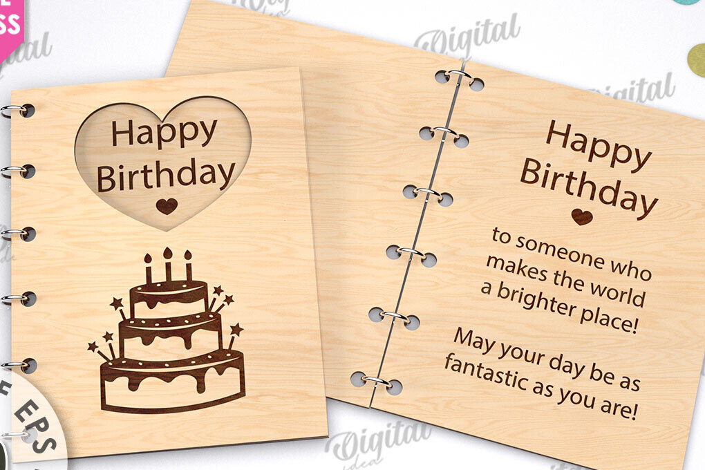 Intra απο ξύλο plywood 3mm-4mm πάχος Τρισδιάστατη Κάρτα Χρόνια Πολλά με λέιζερ Δίασταση 15x15 cm INTRAFABR-113992805