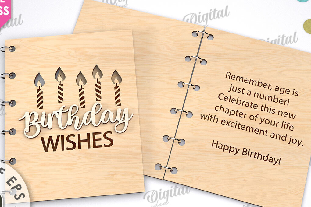 Σετ των 2 Intra απο ξύλο plywood 3mm-4mm πάχος Τρισδιάστατη Κάρτα Χρόνια Πολλά με λέιζερ Δίασταση 15x15 cm INTRAFABR-113992879