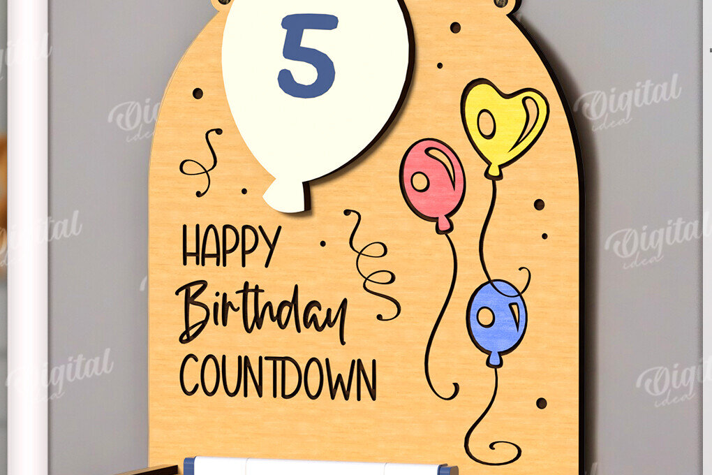 Σετ των 2 Intra απο ξύλο plywood 3mm-4mm πάχος Τρισδιάστατη περι αντίστροφη μέτρηση για τα γενέθλια Δίασταση 15x15 cm INTRAFABR-122383024