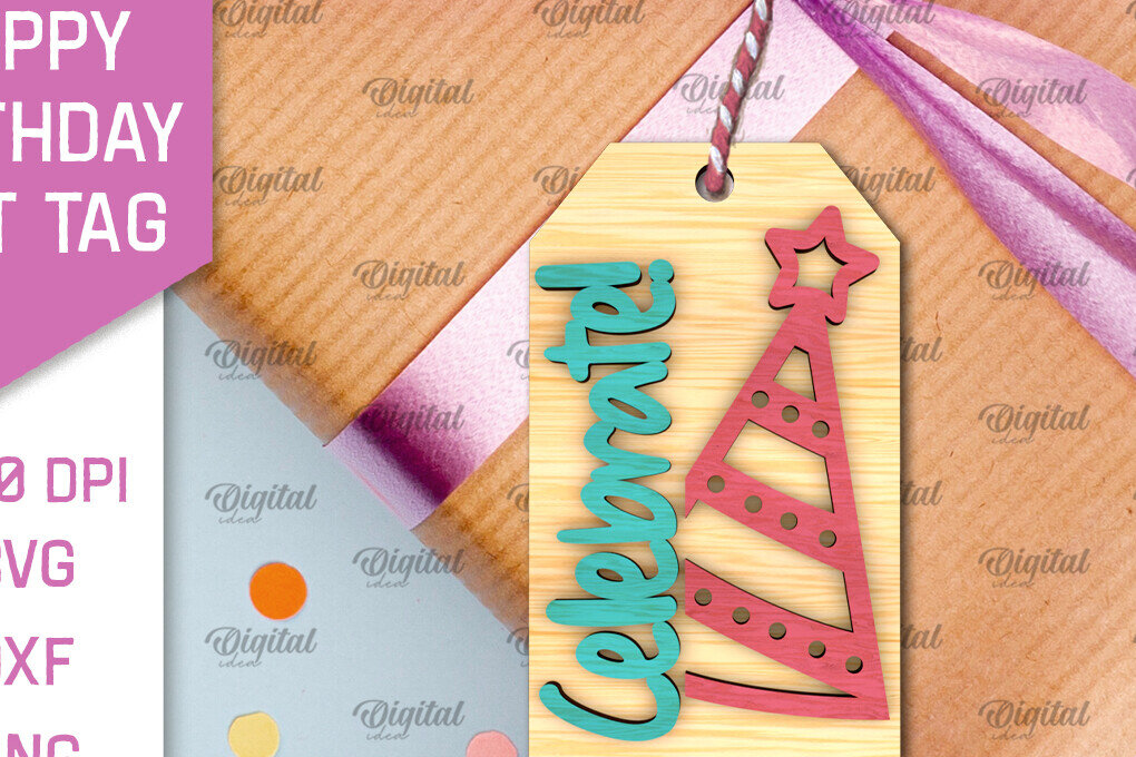 Σετ των 2 Intra απο ξύλο plywood 3mm-4mm πάχος Τρισδιάστατη ετικέτα δώρου για τα γενέθλια  Δίασταση 15x15 cm INTRAFABR-105570350