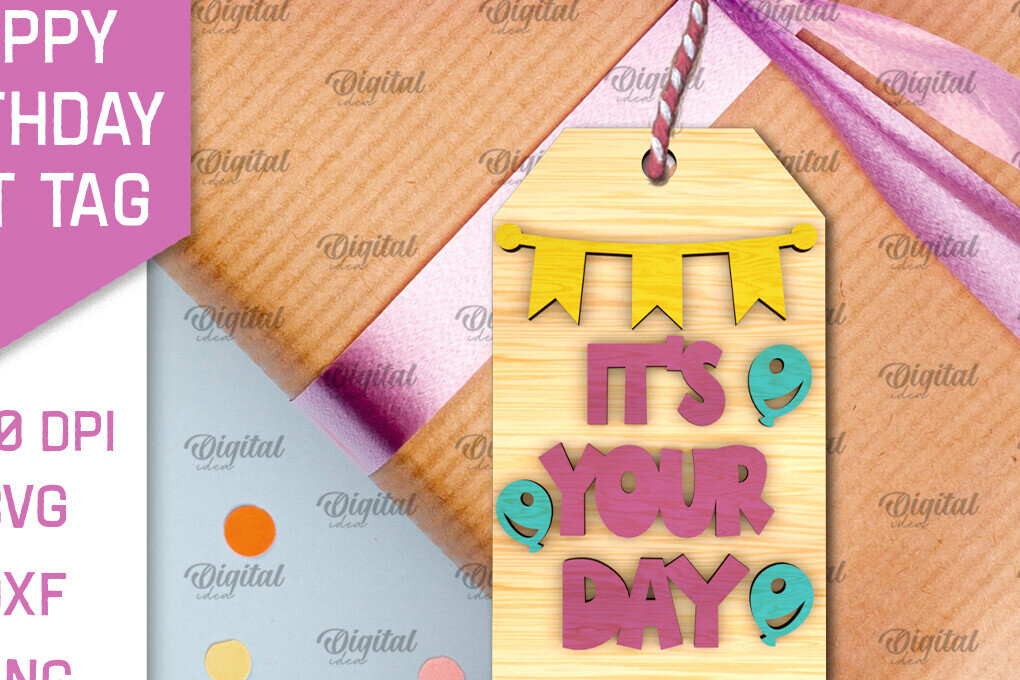 Σετ των 2 Intra απο ξύλο plywood 3mm-4mm πάχος Τρισδιάστατη ετικέτα δώρου για τα γενέθλια  Δίασταση 15x15 cm INTRAFABR-105570447