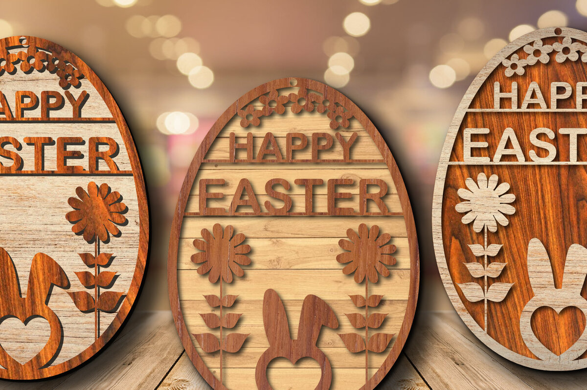 Σετ των 3 Intra απο ξύλο plywood 3mm-4mm πάχος Τρισδιάστατο κομμένο για Καλό Πάσχα 2 στρώσεων Δίασταση 15x15 cm INTRAFABR-25375203