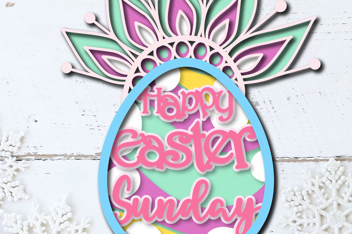 Σετ των 2 Intra απο ξύλο plywood 3mm-4mm πάχος 3D Καλή Κυριακή του Πάσχα Πολυεπίπεδη Δίασταση 15x15 cm INTRAFABR-25571499