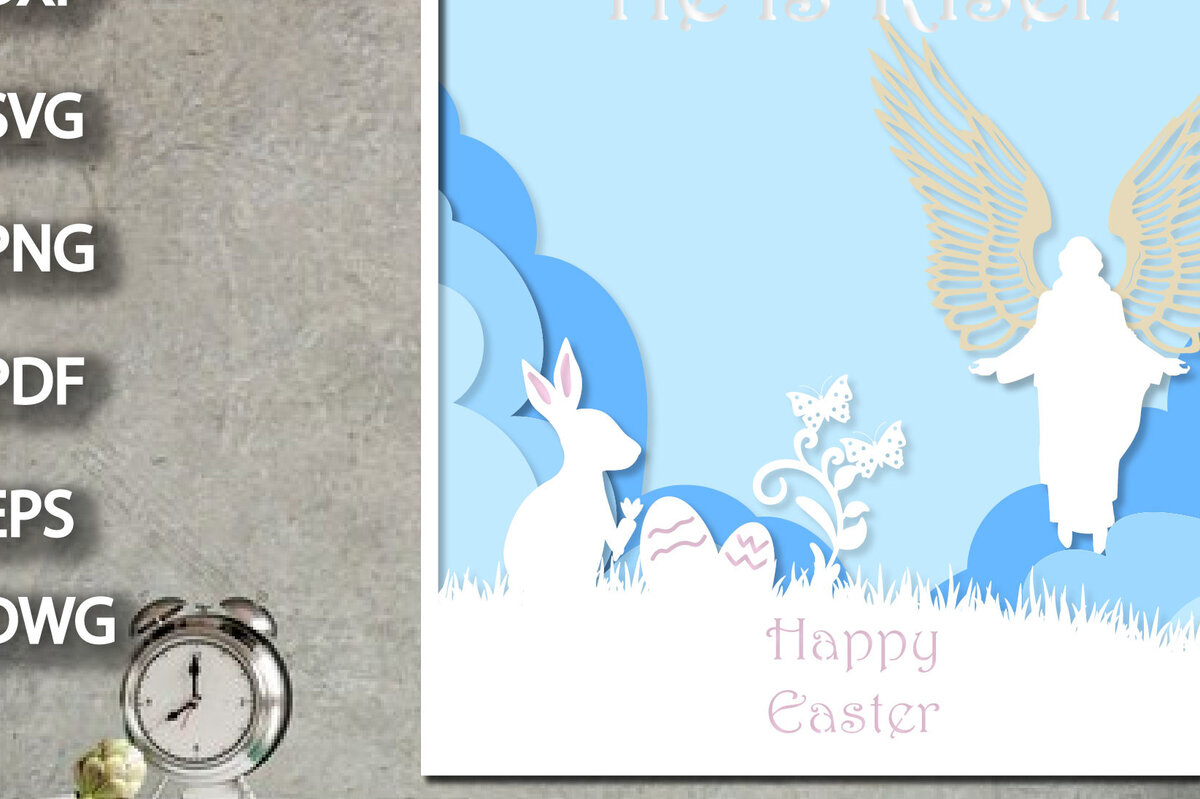 Σετ των 2 Intra απο ξύλο plywood 3mm-4mm πάχος 3D He is Risen Easter Shadow Box Δίασταση 25x25 cm INTRAFABR-25601901