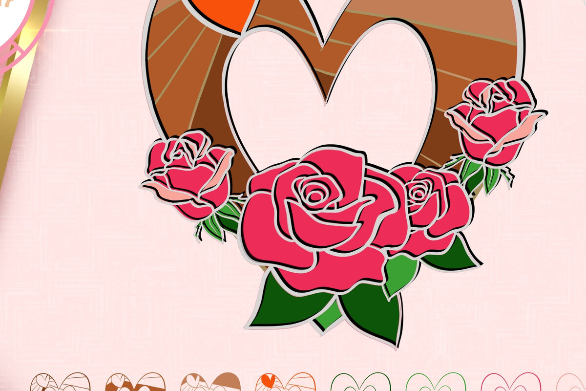 Intra απο ξύλο plywood 3mm-4mm πάχος τρισδιάστατη καρδιά και τριαντάφυλλο Δίασταση 30x20 cm INTRAFABR-88528222