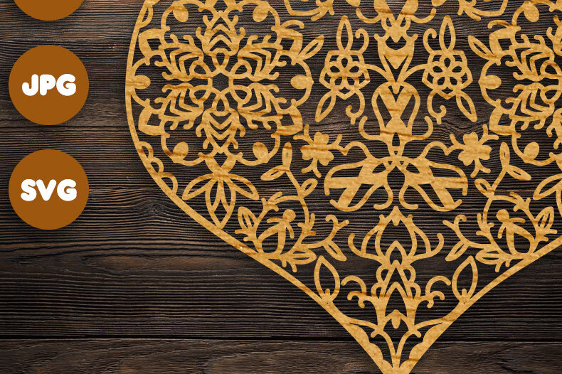 Intra απο ξύλο plywood 3mm-4mm πάχος 3D Heart Mandala για Cricut Δίασταση 30x30 cm INTRAFABR-71733254