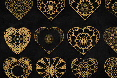 Σετ των 2 Intra απο ξύλο plywood 3mm-4mm πάχος 3D Heart Mandala Δίασταση 30x30 cm INTRAFABR-91828824