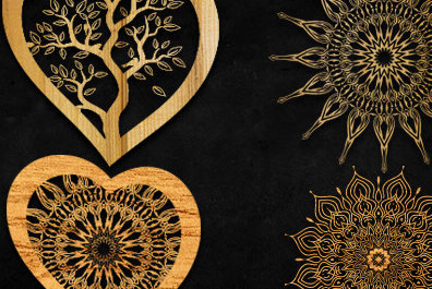 Intra απο ξύλο plywood 3mm-4mm πάχος κοπής με λέιζερ 3D Heart Mandala Δίασταση 30x30 cm INTRAFABR-91270648