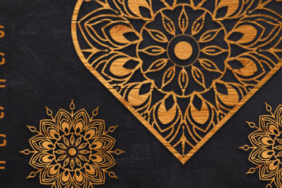 Intra απο ξύλο plywood 3mm-4mm πάχος κοπής με λέιζερ 3D Heart Mandala Δίασταση 30x30 cm INTRAFABR-85927053