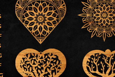 Intra απο ξύλο plywood 3mm-4mm πάχος Διακοσμητικά 3D Heart Mandala &amp; Tree Heart Δίασταση 30x30 cm INTRAFABR-90441146