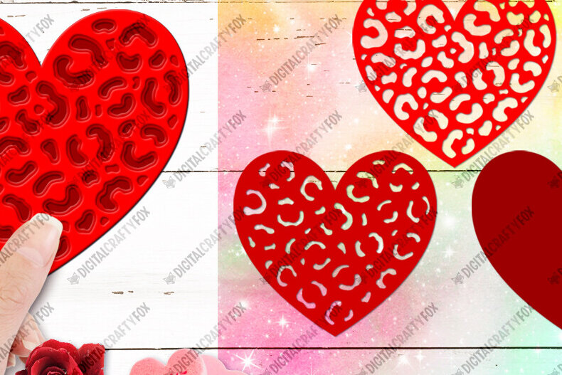 Intra απο ξύλο plywood 3mm-4mm πάχος 3D Heart Paper Cut , Leopard Heart Δίασταση 3600x3600 cm INTRAFABR-89679465