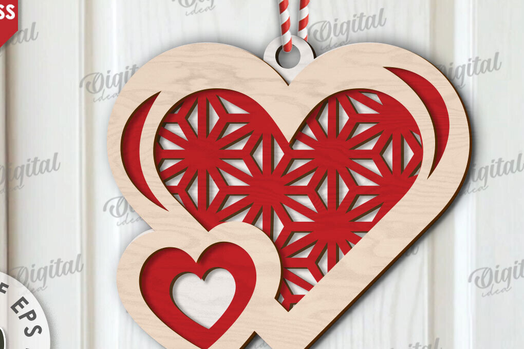 Σετ των 2 Intra απο ξύλο plywood 3mm-4mm πάχος τρισδιάστατη πινακίδα πόρτας σε σχήμα καρδιάς Δίασταση 15x15 cm INTRAFABR-111673276