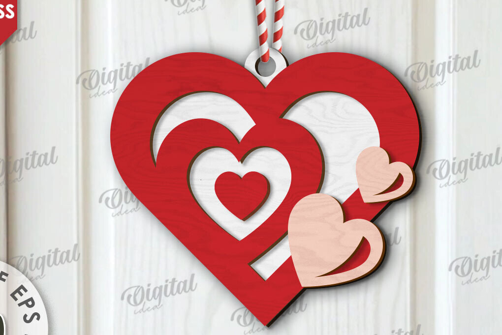 Σετ των 2 Intra απο ξύλο plywood 3mm-4mm πάχος τρισδιάστατη πινακίδα πόρτας σε σχήμα καρδιάς Δίασταση 15x15 cm INTRAFABR-111672888