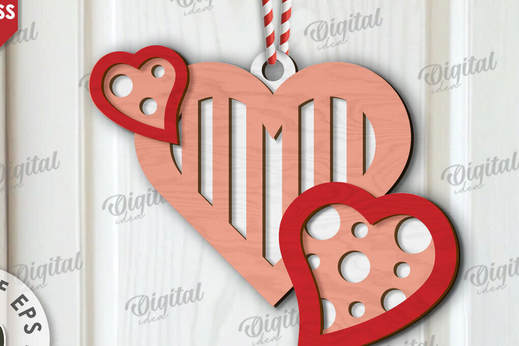 Σετ των 2 Intra απο ξύλο plywood 3mm-4mm πάχος τρισδιάστατη πινακίδα πόρτας σε σχήμα καρδιάς Δίασταση 15x15 cm INTRAFABR-111673133