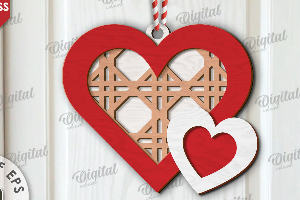 Σετ των 2 Intra απο ξύλο plywood 3mm-4mm πάχος τρισδιάστατη πινακίδα πόρτας σε σχήμα καρδιάς Δίασταση 15x15 cm INTRAFABR-111673208