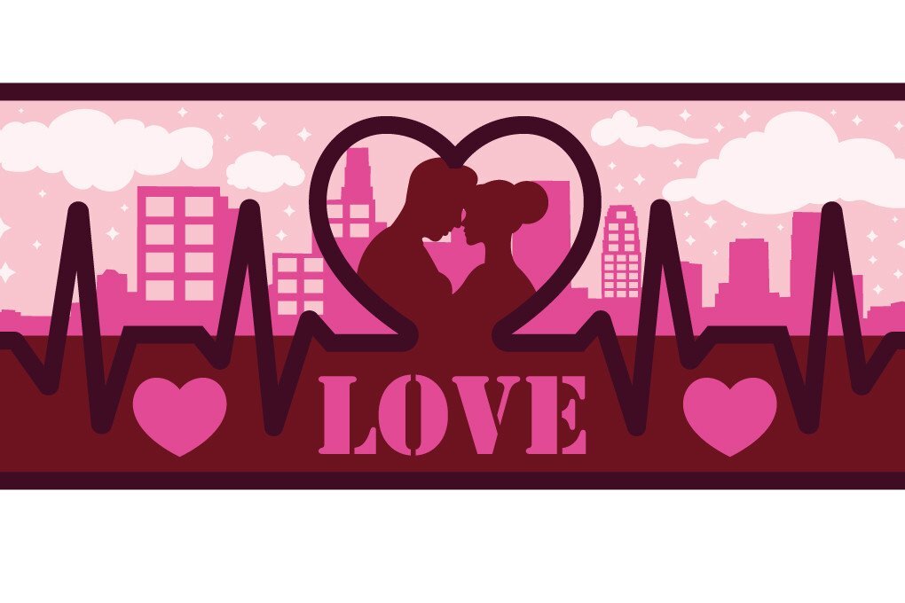 Σετ των 3 Intra απο ξύλο plywood 3mm-4mm πάχος 3D Heartbeat Couple | Επίπεδο Δίασταση 15x15 cm INTRAFABR-45945501