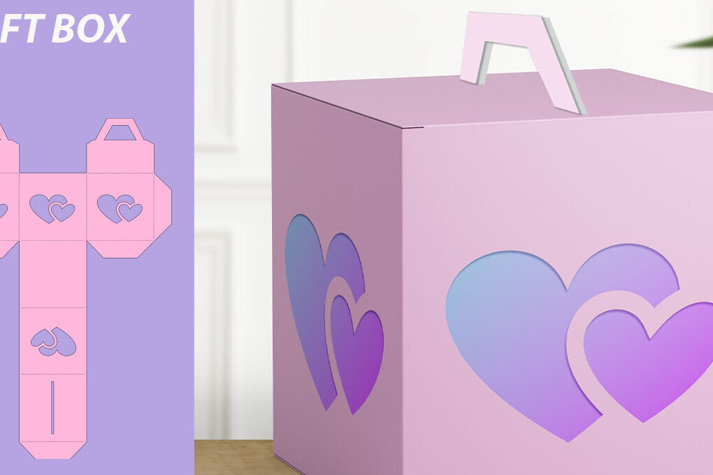 Σετ των 3 Intra απο ξύλο plywood 3mm-4mm πάχος 3d Hearts Gift Box , Love Δίασταση 15x15 cm INTRAFABR-113940708