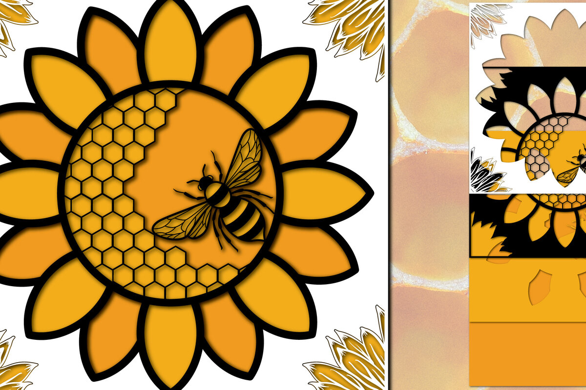 Σετ των 2 Intra απο ξύλο plywood 3mm-4mm πάχος Τρισδιάστατο με κομμένο χαρτί Honey Bee Δίασταση 1200x1200 cm INTRAFABR-30162455