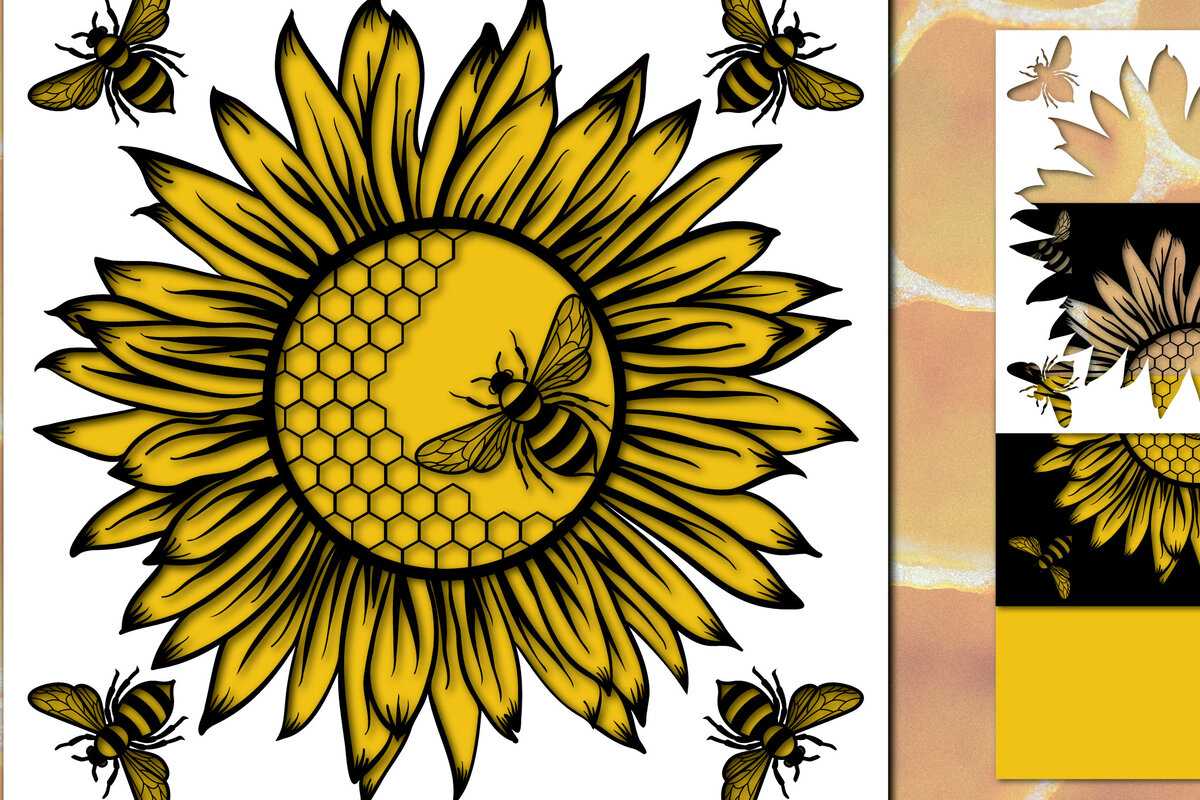 Σετ των 2 Intra απο ξύλο plywood 3mm-4mm πάχος Τρισδιάστατο με κομμένο χαρτί Honey Bee Δίασταση 1200x1200 cm INTRAFABR-30162460