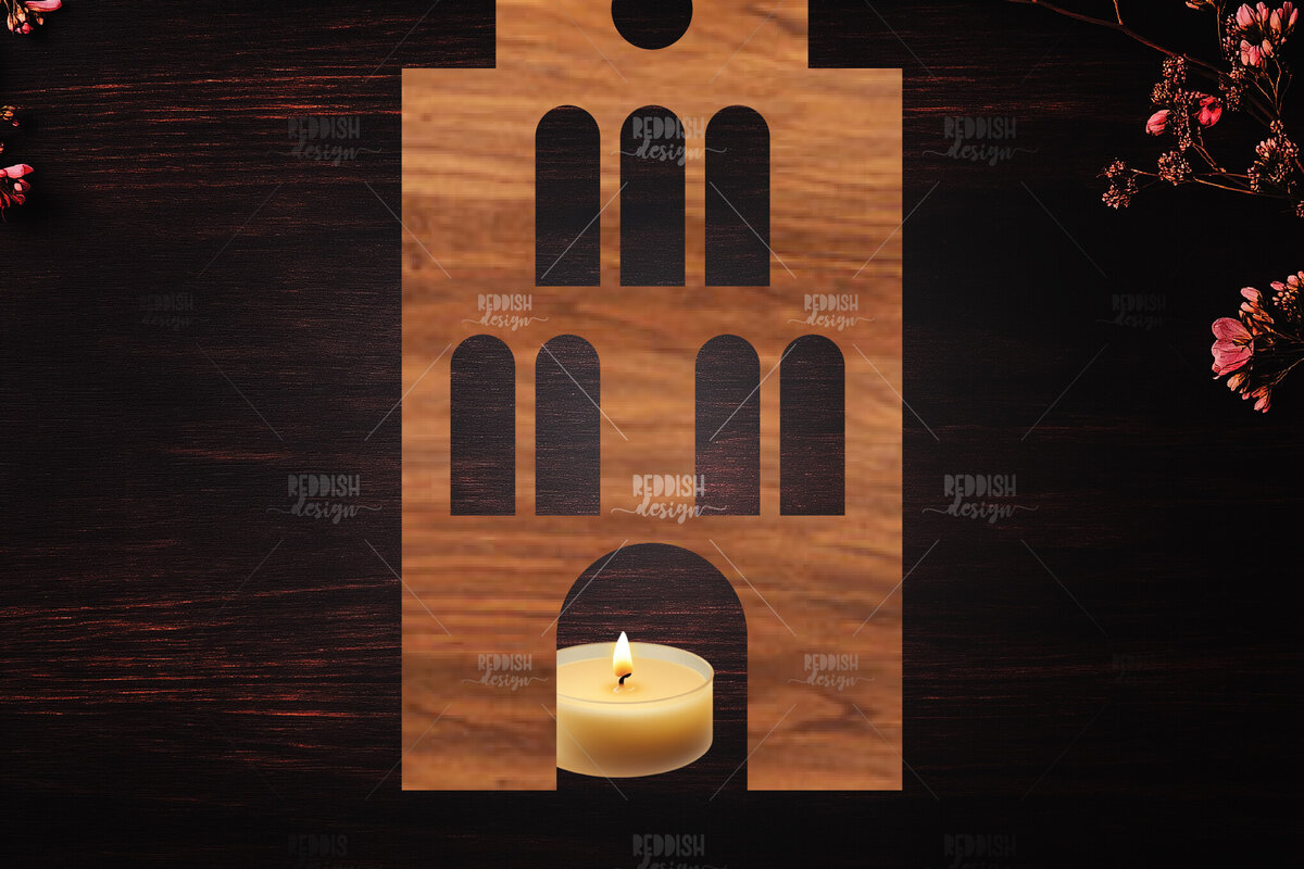 Σετ των 3 Intra απο ξύλο plywood 3mm-4mm πάχος Χριστουγεννιάτικη λαμπάδα τρισδιάστατου σπιτιού Δίασταση 15x15 cm INTRAFABR-122665778